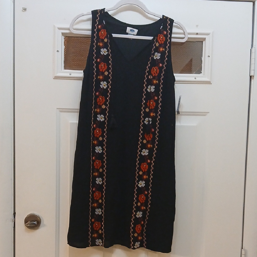 Old Navy Black and Orange Mini Sheath Dress
